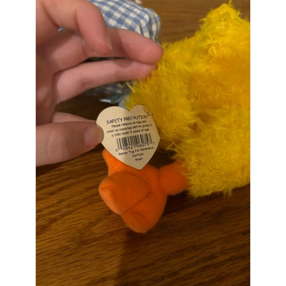 1993 Ty Collectibles Bonnie Duck Plush Yellow Gingham Bonnet Moving limbsVintage
